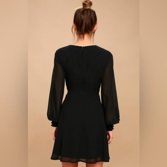 LULUS Sadie May Black Long Sleeve Mini Dress Sheer Size XS Whimsigoth - Picture 16 of 16